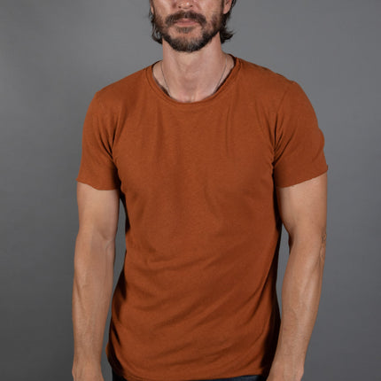 Men's Wallace Raw Neck Cotton Linen Crew Tee