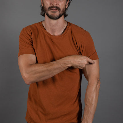 Men's Wallace Raw Neck Cotton Linen Crew Tee