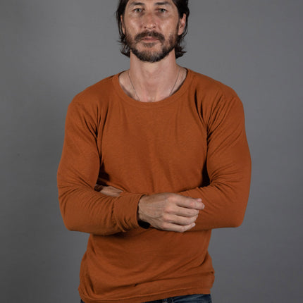 Men's Linen Blend Wide Cuff Long Sleeve Tee
