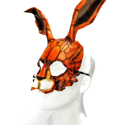 In Stock - Geometric Bunny Leather Mask in Sienna