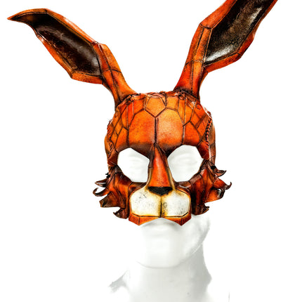 In Stock - Geometric Bunny Leather Mask in Sienna
