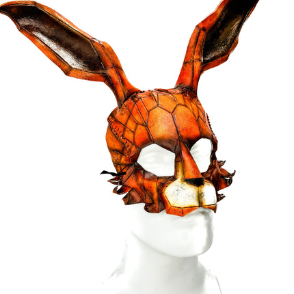 In Stock - Geometric Bunny Leather Mask in Sienna
