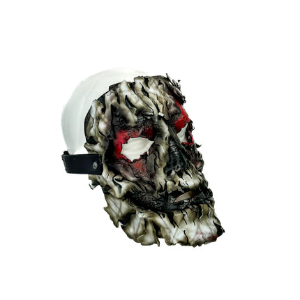 Genuine Leather Mask - Shattered Clown - Thick Straps w Velcro Included - Wide Mouth Edition