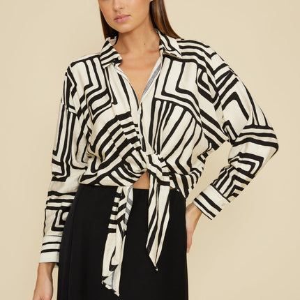Black Ivory Print Top