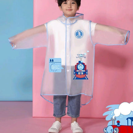 Ozznek Kids Clear Waterproof Raincoat – Transparent Backpack-Friendly Rain Jacket with Hood & Visor
