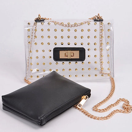 Stadium bag w/gold studs