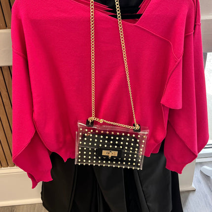 Stadium bag w/gold studs