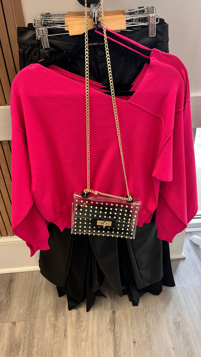 Stadium bag w/gold studs