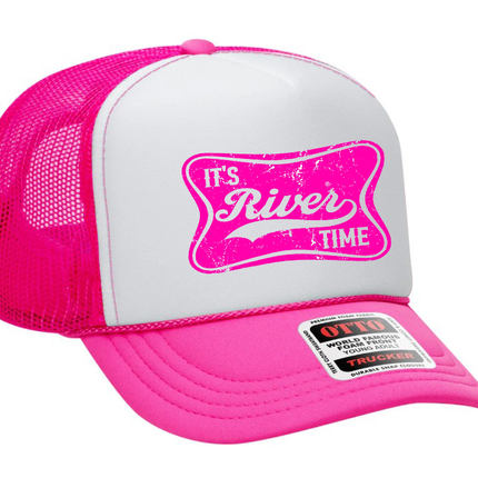 It's River Time Neon Pink Design Adult Otto Foam Trucker Hat