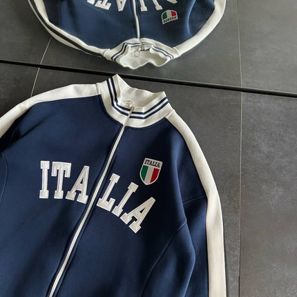 Italia Logo Oversized 3-Thread Fleece-Lined Compact Cardigan