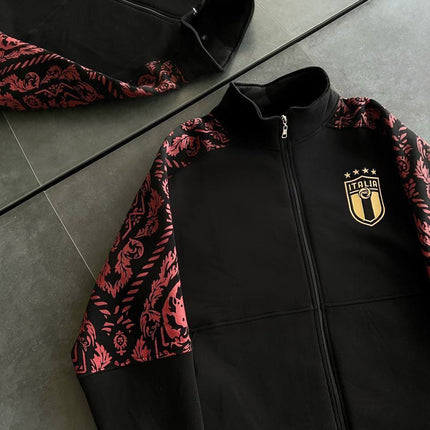 Italy Logo Zippered Hoodie - Stylish Sweatshirt with Sleeve Print Design