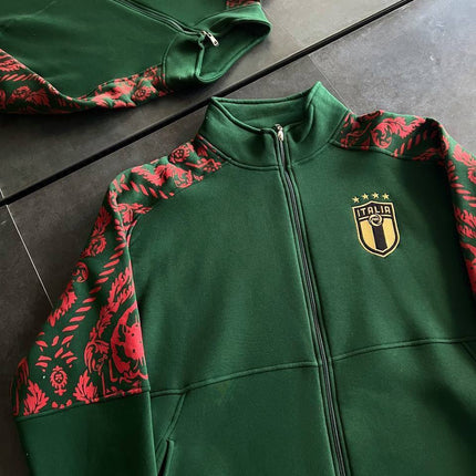Italy Logo Zippered Hoodie - Stylish Sweatshirt with Sleeve Print Design