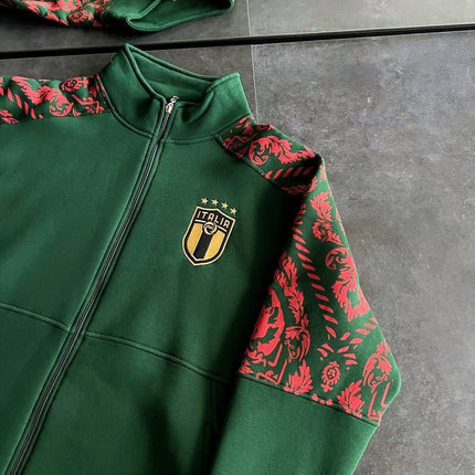 Italy Logo Zippered Hoodie - Stylish Sweatshirt with Sleeve Print Design