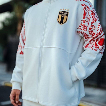 Italy Logo Zippered Hoodie - Stylish Sweatshirt with Sleeve Print Design