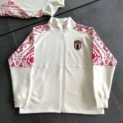 Italy Logo Zippered Hoodie - Stylish Sweatshirt with Sleeve Print Design