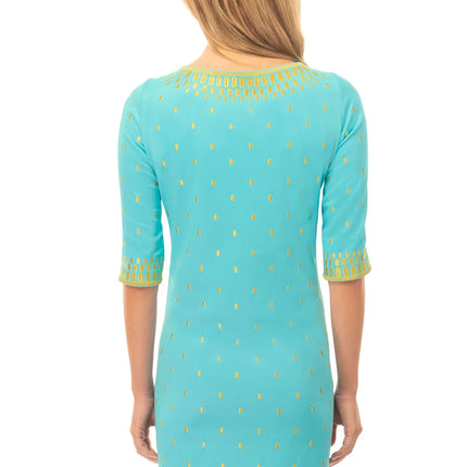 Teal and Gold Dress