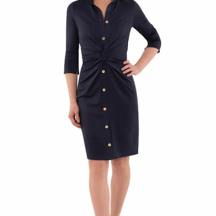 Twist Front Navy Dress