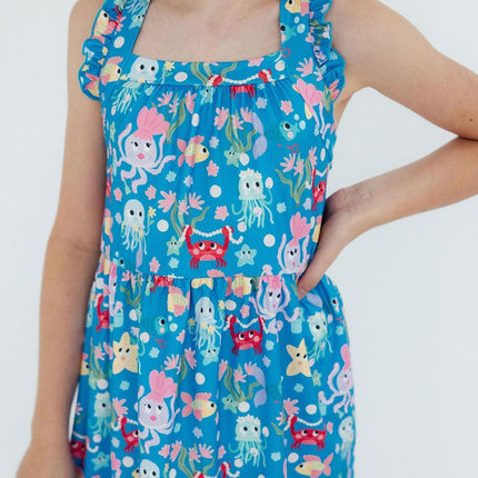 Jellyfish Jamboree Ruffle Cross Back Dress