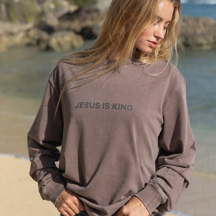 Jesus Is King Brown LS Unisex Tee