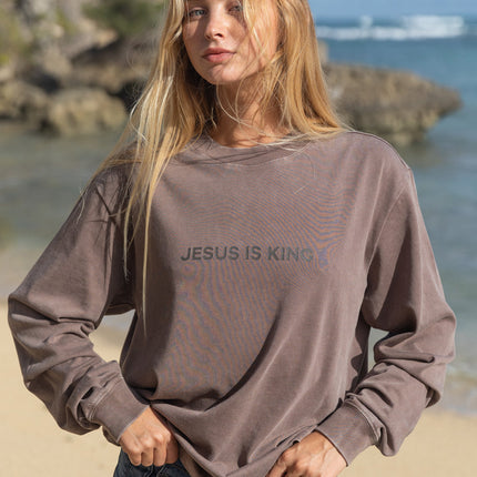 Jesus Is King Brown LS Unisex Tee