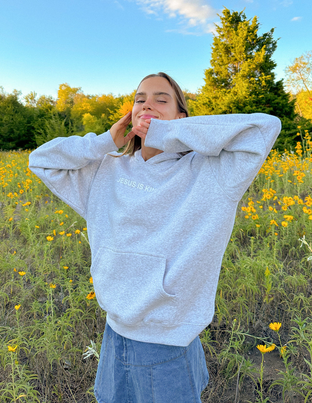 Jesus Is King Heather Grey Unisex Hoodie