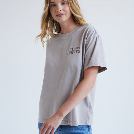 Jesus Saves Taupe Unisex Tee