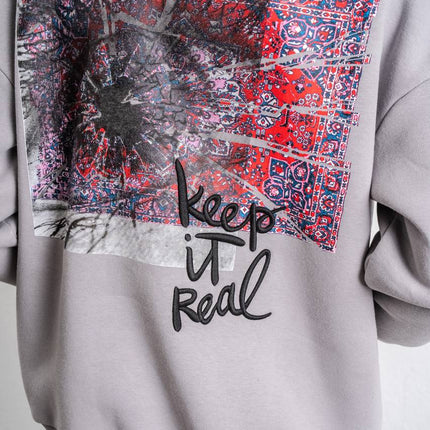 Keep It Real Embroidered Oversized Sweatshirt - Soft Brushed 3-Ply Fabric