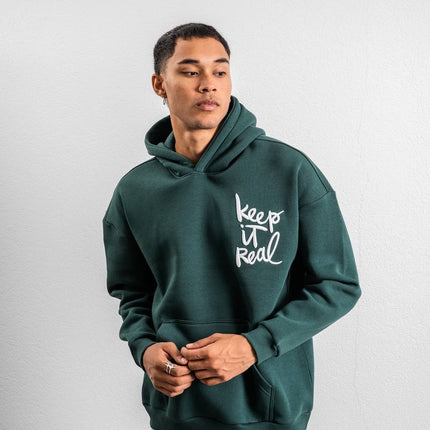 Keep It Real Embroidered Oversized Sweatshirt - Soft Brushed 3-Ply Fabric
