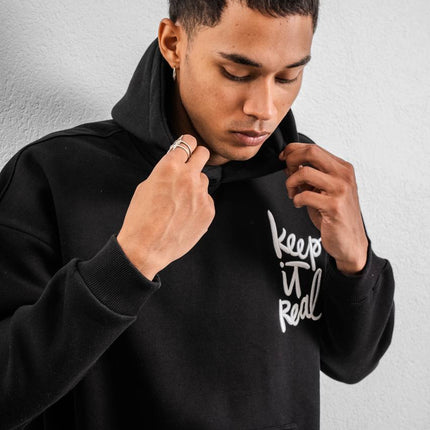 Keep It Real Embroidered Oversized Sweatshirt - Soft Brushed 3-Ply Fabric