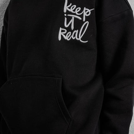 Keep It Real Embroidered Oversized Sweatshirt - Soft Brushed 3-Ply Fabric