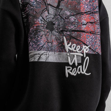 Keep It Real Embroidered Oversized Sweatshirt - Soft Brushed 3-Ply Fabric