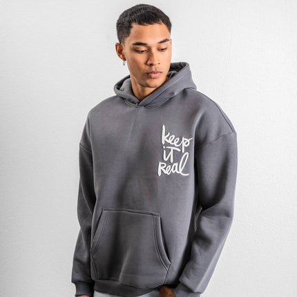 Keep It Real Embroidered Oversized Sweatshirt - Soft Brushed 3-Ply Fabric
