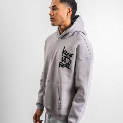 Keep It Real Embroidered Oversized Sweatshirt - Soft Brushed 3-Ply Fabric