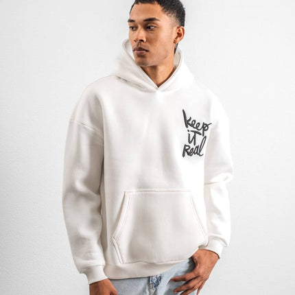 Keep It Real Embroidered Oversized Sweatshirt - Soft Brushed 3-Ply Fabric