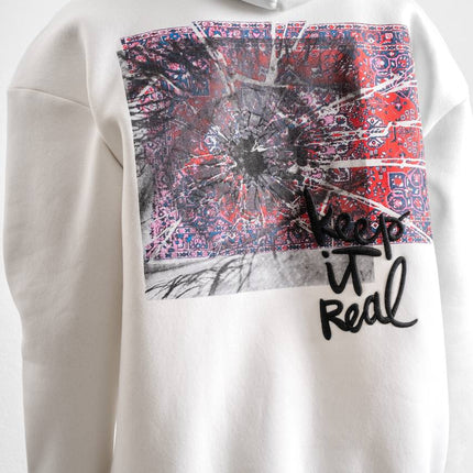 Keep It Real Embroidered Oversized Sweatshirt - Soft Brushed 3-Ply Fabric