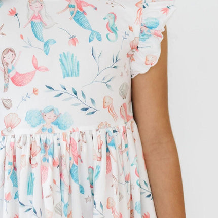 Mermaid Friends Flutter Sleeve Twirl Dress