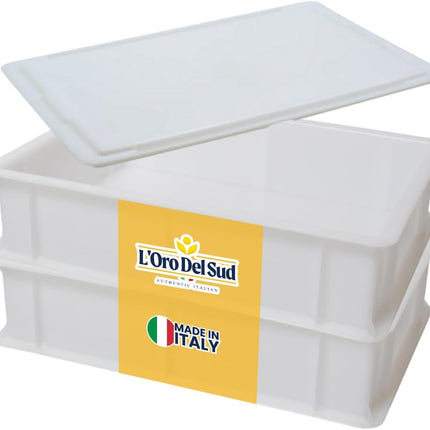L'Oro Del Sud Dough Proofing Box – 2 Pack with Lid, White | Professional Pizza Dough Fermentation Tray Made in Italy