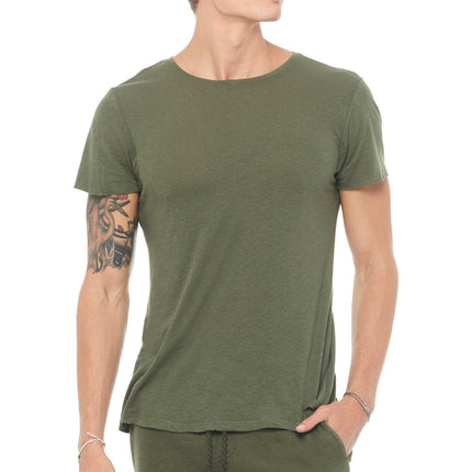 Men's Linen Blend Crew Neck Tee