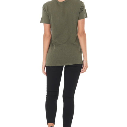 WOMEN'S LINEN BLEND CREW NECK TEE - ARMY