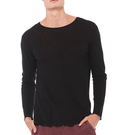 Men's Linen Blend Crew Neck Long Sleeve