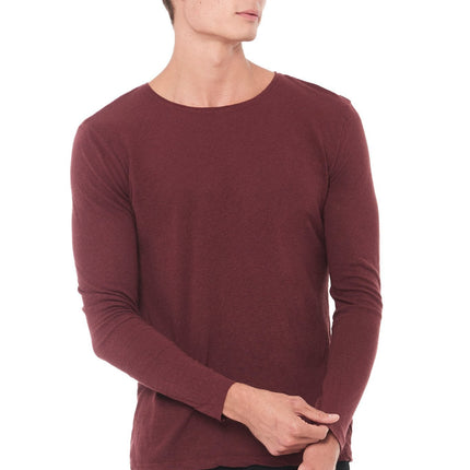 Men's Linen Blend Crew Neck Long Sleeve