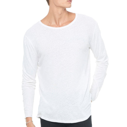 Men's Linen Blend Crew Neck Long Sleeve