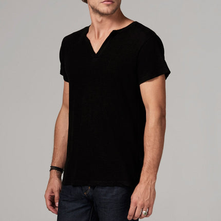 Men's Linen Blend Cross V-Neck Tee