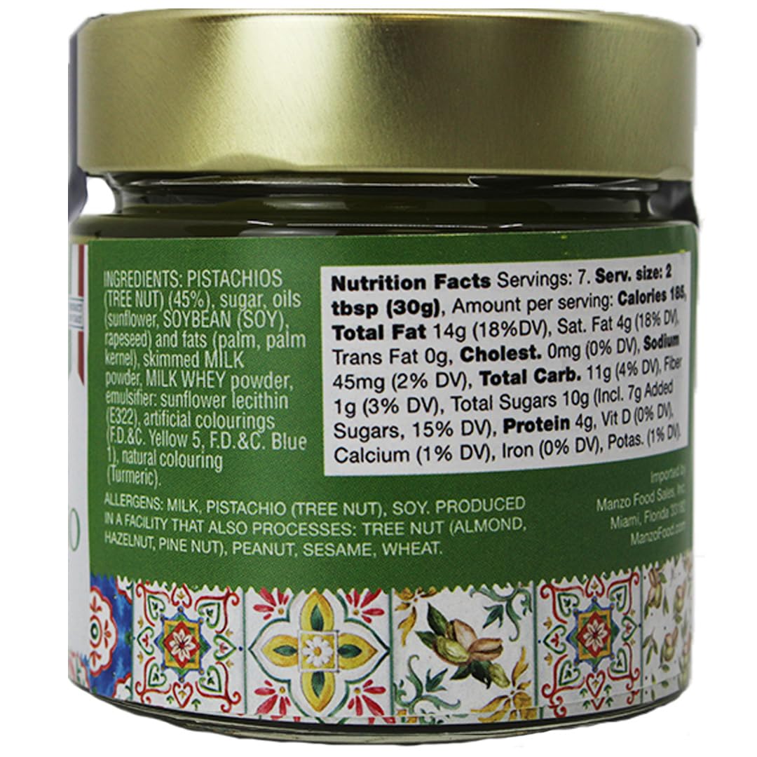 LOro Del Sud, Pistachio Cream Premium 45% Pistachios, 7oz (200g)