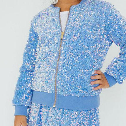 Light Blue Velvet Sequin Twirl Skort