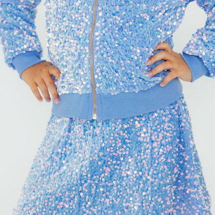 Light Blue Velvet Sequin Twirl Skort