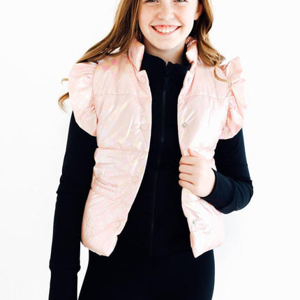 Light Pink Checker Puffer Vest