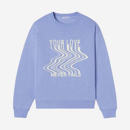 Love Never Fails Blue Unisex Crewneck