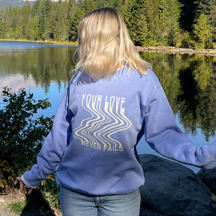 Love Never Fails Blue Unisex Crewneck
