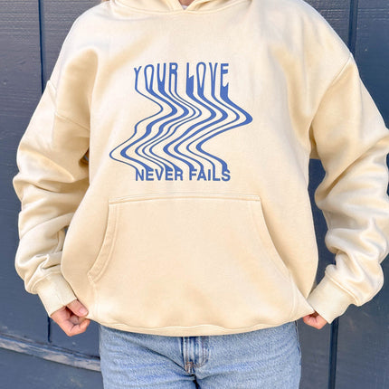 Love Never Fails Cream Unisex Hoodie